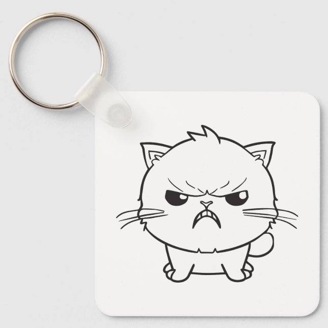 Cute angry cat hissing. key ring (Front)