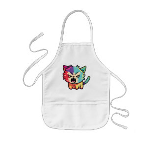 Cute angry cat hissing. kids apron