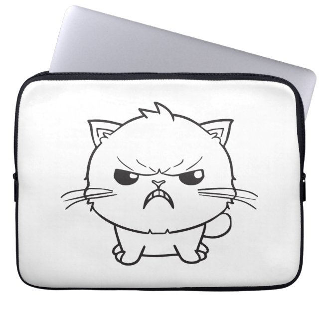 Cute angry cat hissing. laptop sleeve (Front)