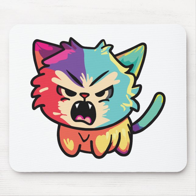 Cute angry cat hissing. mouse pad (Front)