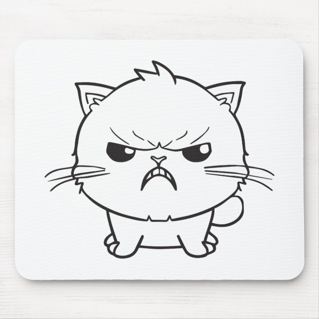 Cute angry cat hissing. mouse pad (Front)