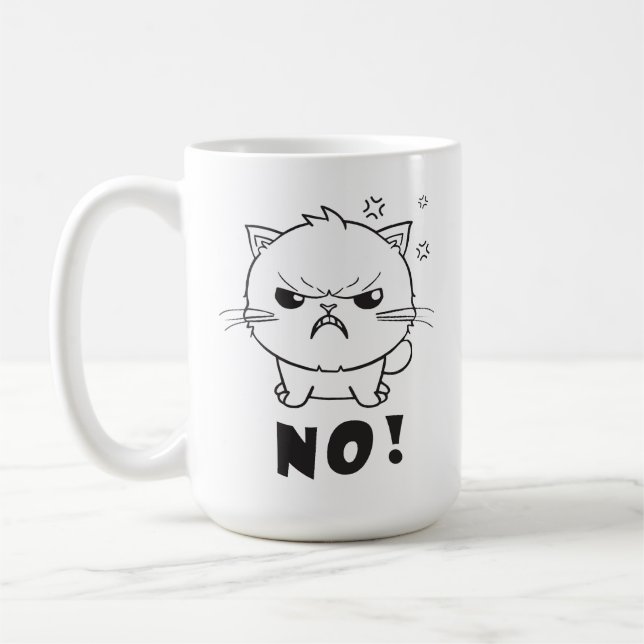 Cute angry cat hissing No. Coffee Mug (Left)