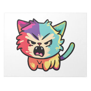 Cute angry cat hissing. notepad