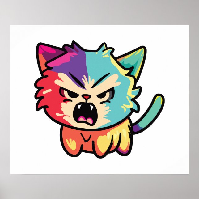 Cute angry cat hissing. poster (Front)
