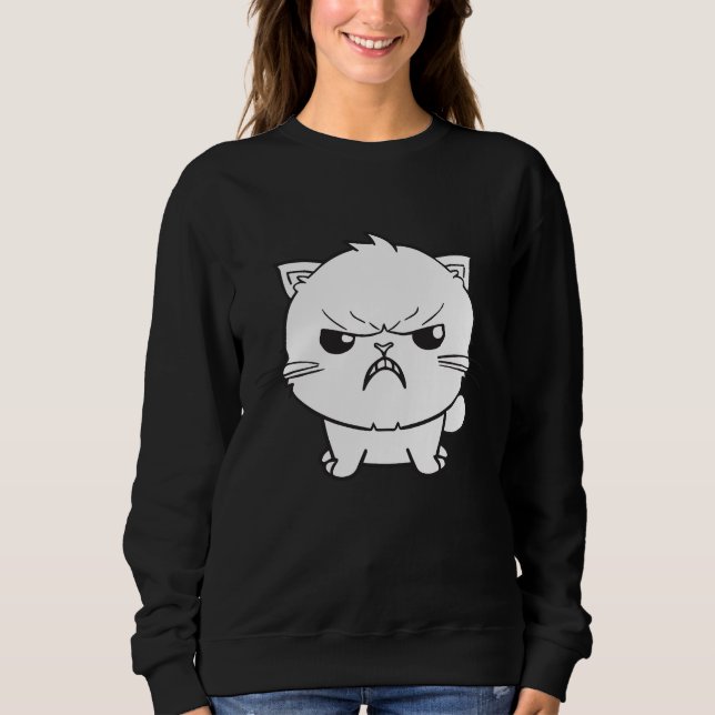 Cute angry cat hissing. sweatshirt (Front)
