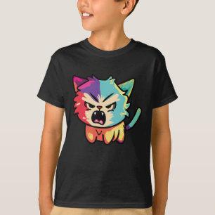 Cute angry cat hissing. T-Shirt
