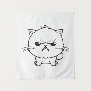 Cute angry cat hissing. tapestry