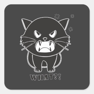 Cute angry cat hissing What. Square Sticker
