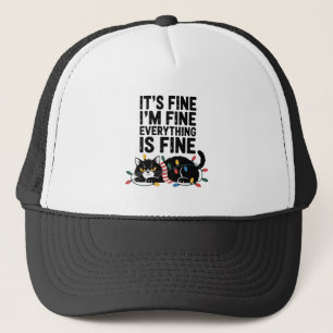 Cute Angry Cat Holiday Scarf Lights Snarky Saying Trucker Hat
