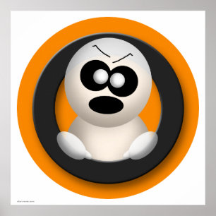 Cute Angry Ghost Orange Halloween Poster