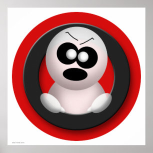Cute Angry Ghost Red Halloween Poster