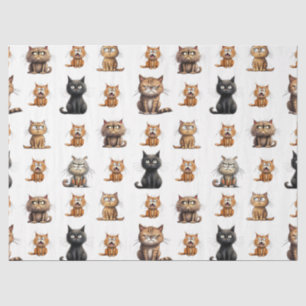 cute angry mad black cat, grey cat and brown cat  tissue paper