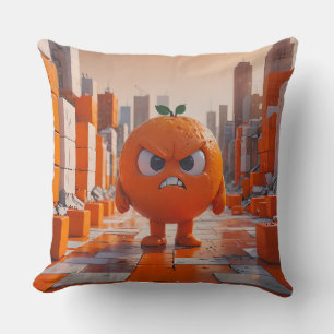 Cute Angry Orange Square Cushion
