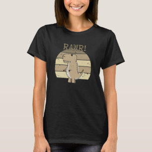 Cute Angry Sepia Cartoon T-Rex Dinosaur Sunset T-Shirt