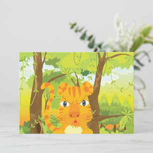 Cute Angry Tiger Cartoon in Jungle  Invitation