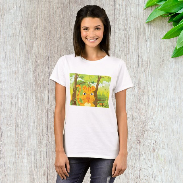 Cute Angry Tiger Cartoon in Jungle  T-Shirt (Creator Uploaded)