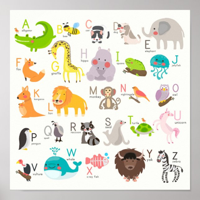 Cute Animal Alphabet Poster (Front)