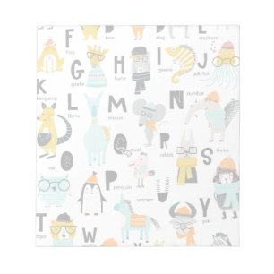 Cute Animal Alphabet   Some Have Hats Notepad