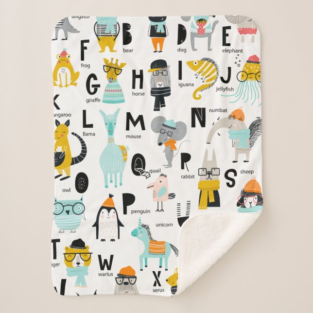 Cute Animal Alphabet | Some Have Hats Sherpa Blanket (Front)