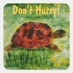 Cute Animal Art Tortoise Square Sticker