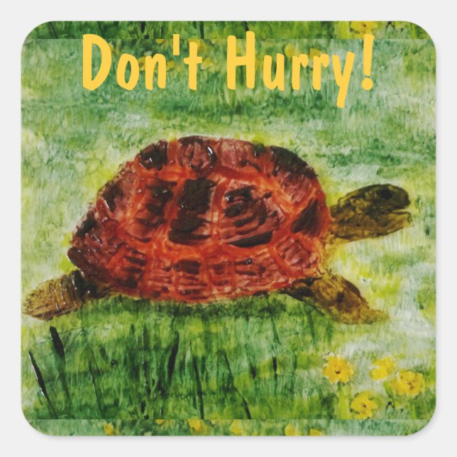 Cute Animal Art Tortoise Square Sticker (Front)
