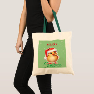 Cute animal baby chick Santa Christmas Costume Tote Bag