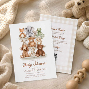 Cute Animal Baby Shower All in One Invitation