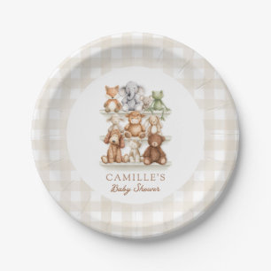 Cute Animal Baby Shower Gingham  Paper Plate