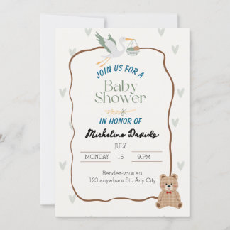 Cute Animal Baby Shower Invitation