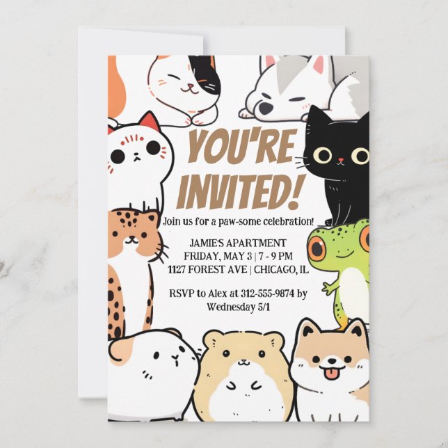 Cute Animal Birthday Invitation (Front)