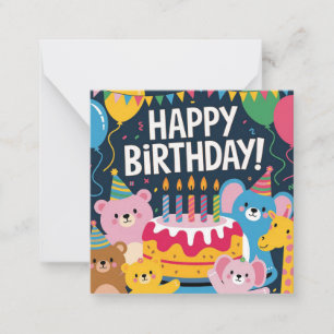 Cute Animal Birthday Party Design for Kids Card