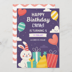 Cute Animal Birthday Party Invite Template