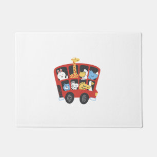 Cute Animal Bus Adventure for Kids Doormat