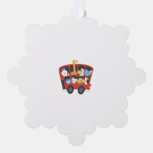 Cute Animal Bus Adventure for Kids Tree Decoration Card