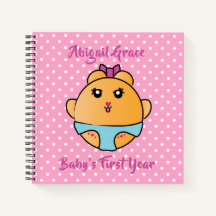 Cute Animal Cartoon Girl Baby Journalling Pink