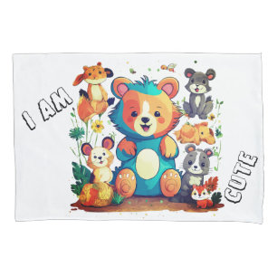 Cute Animal cartoon i am cute Pillowcase