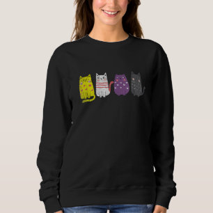 Cute Animal Cat Non Binary Pride Agender Non Binar Sweatshirt