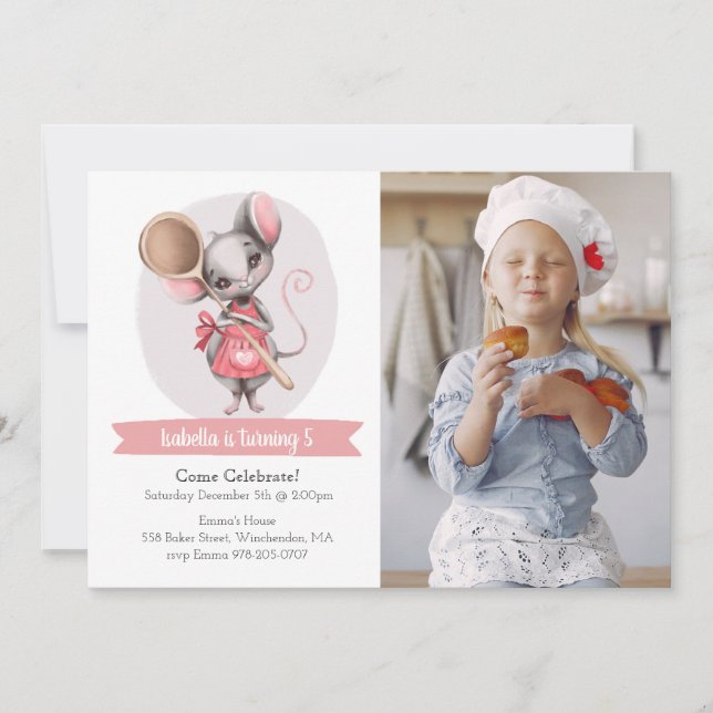 Cute Animal Chef Birthday Party Invitation (Front)