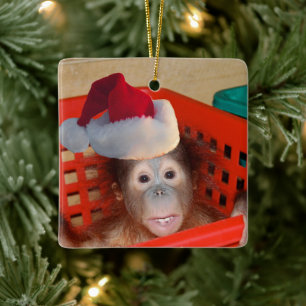 Cute Animal Christmas Ceramic Ornament