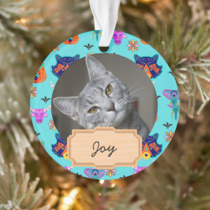 Cute Animal christmas holiday Custom cat Photo Ornament
