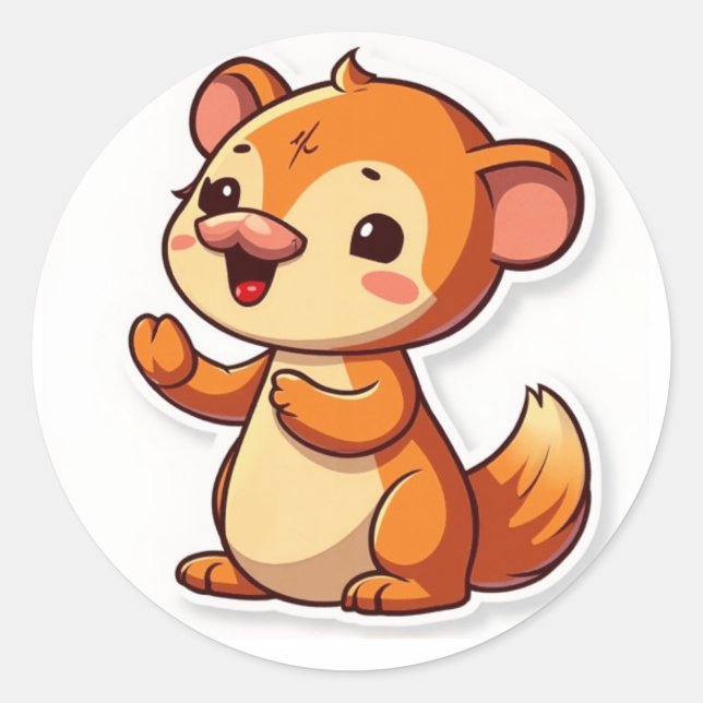 Cute Animal Classic Round Sticker (Front)