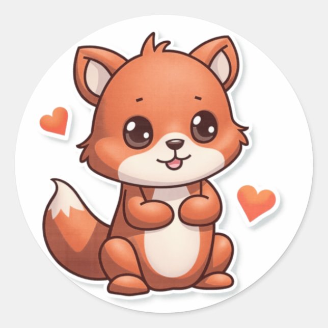 Cute Animal Classic Round Sticker (Front)