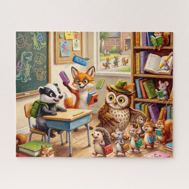 Cute Animal Classroom Jigsaw Puzzle (Horizontal)