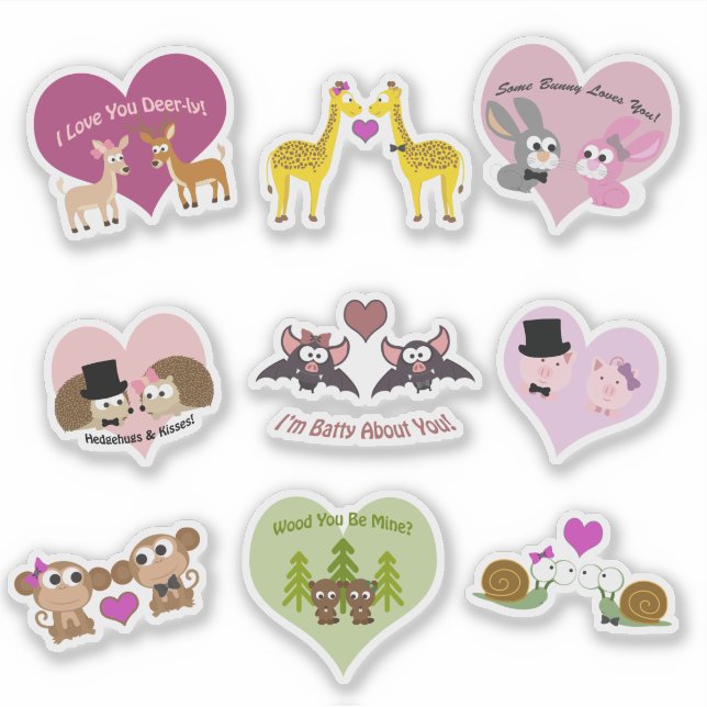 Cute Animal Couples Sticker Set (Front)