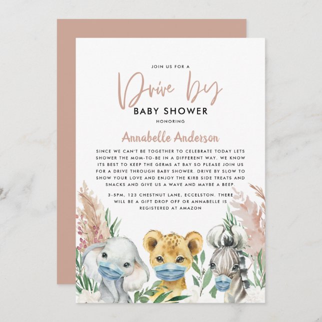 Cute animal covid mask drive by baby (Front/Back)