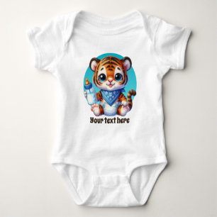 Cute animal customisable boys tiger baby bodysuit