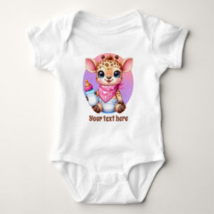 Cute animal customisable jungle giraffe girls baby bodysuit