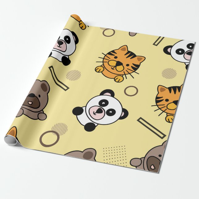 Cute Animal Design Seamless Pattern paper (Unrolled)