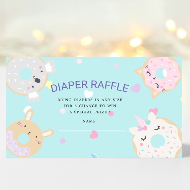 Cute Animal Doughnuts Diaper Raffle Ticket Enclosure Card (Creator Uploaded)