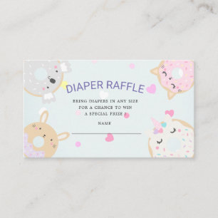 cute animal doughnuts diaper raffle ticket enclosure card